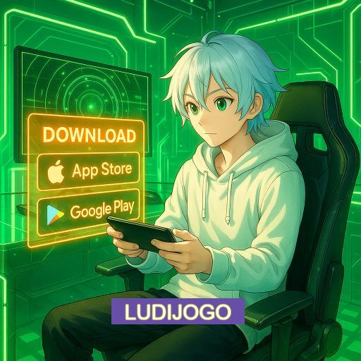 Imagem promocional do app oficial LUDIJOGO destacando a conveniência de jogar cassino online pelo celular ou navegador