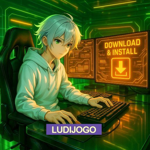 Imagem promocional do app oficial LUDIJOGO destacando a conveniência de jogar cassino online pelo celular ou navegador
