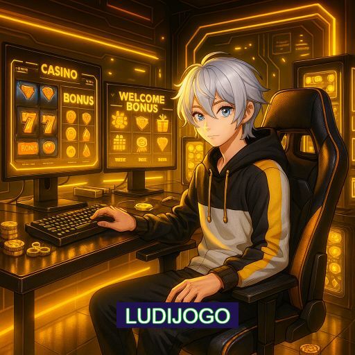 Imagem promocional do app oficial LUDIJOGO destacando a conveniência de jogar cassino online pelo celular ou navegador